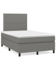 Sommier à lattes de lit avec matelas gris foncé 120x190cm tissu | Mobilier & Déco