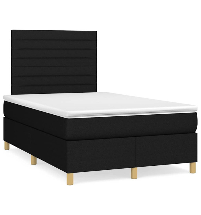 Sommier à lattes de lit avec matelas noir 120x190 cm tissu | Mobilier & Déco