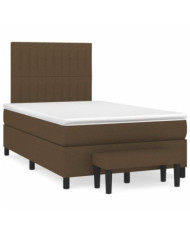 Sommier à lattes de lit et matelas marron foncé 120x190cm tissu | Mobilier & Déco