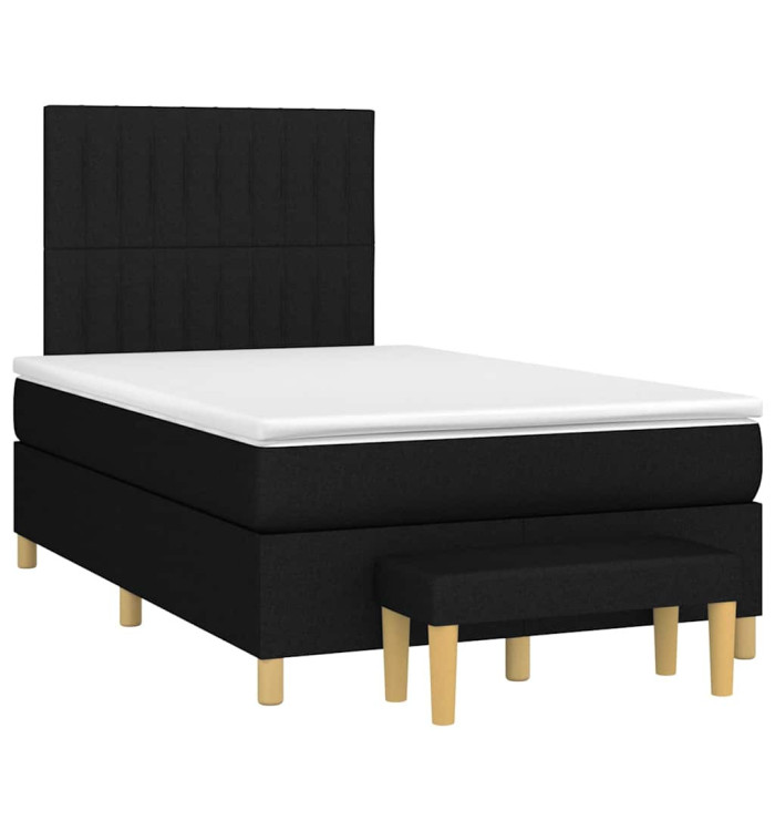 Sommier à lattes de lit avec matelas noir 120x190 cm tissu | Mobilier & Déco
