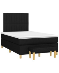 Sommier à lattes de lit avec matelas noir 120x190 cm tissu | Mobilier & Déco