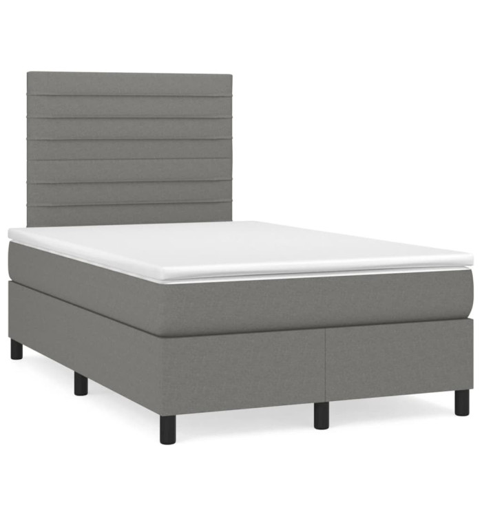 Sommier à lattes de lit avec matelas gris foncé 120x190cm tissu | Mobilier & Déco