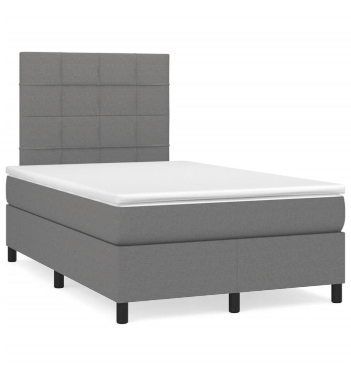 Sommier à lattes de lit avec matelas gris foncé 120x190cm tissu | Mobilier & Déco