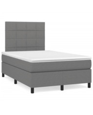Sommier à lattes de lit avec matelas gris foncé 120x190cm tissu | Mobilier & Déco
