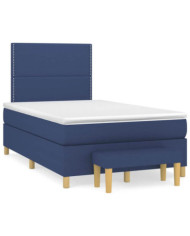 Sommier à lattes de lit avec matelas bleu 120x190 cm tissu | Mobilier & Déco
