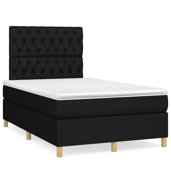Sommier à lattes de lit avec matelas noir 120x190 cm tissu | Mobilier & Déco