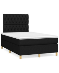 Sommier à lattes de lit avec matelas noir 120x190 cm tissu | Mobilier & Déco