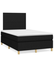 Sommier à lattes de lit avec matelas noir 120x190 cm tissu | Mobilier & Déco