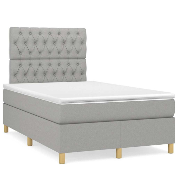 Sommier à lattes de lit et matelas gris clair 120x190 cm tissu | Mobilier & Déco