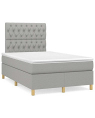 Sommier à lattes de lit et matelas gris clair 120x190 cm tissu | Mobilier & Déco