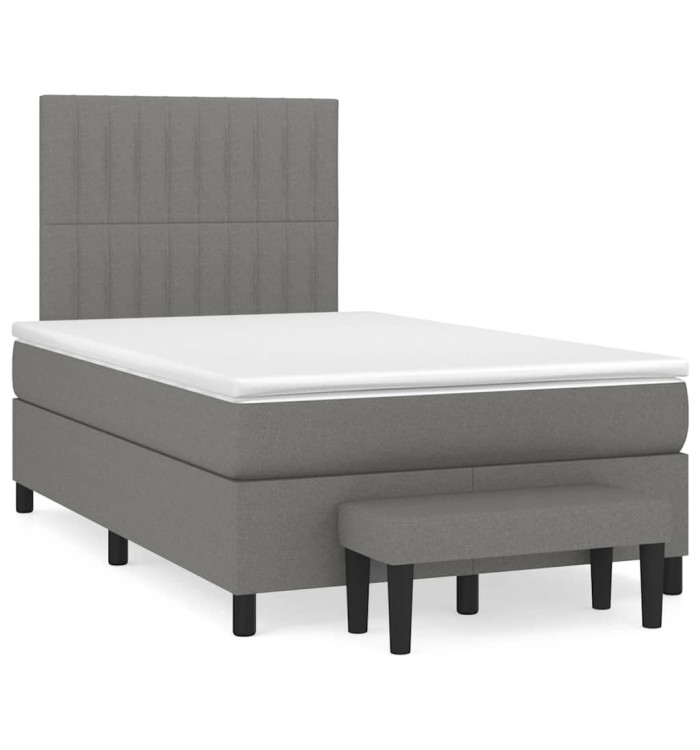 Sommier à lattes de lit avec matelas gris foncé 120x190cm tissu | Mobilier & Déco