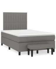 Sommier à lattes de lit avec matelas gris foncé 120x190cm tissu | Mobilier & Déco