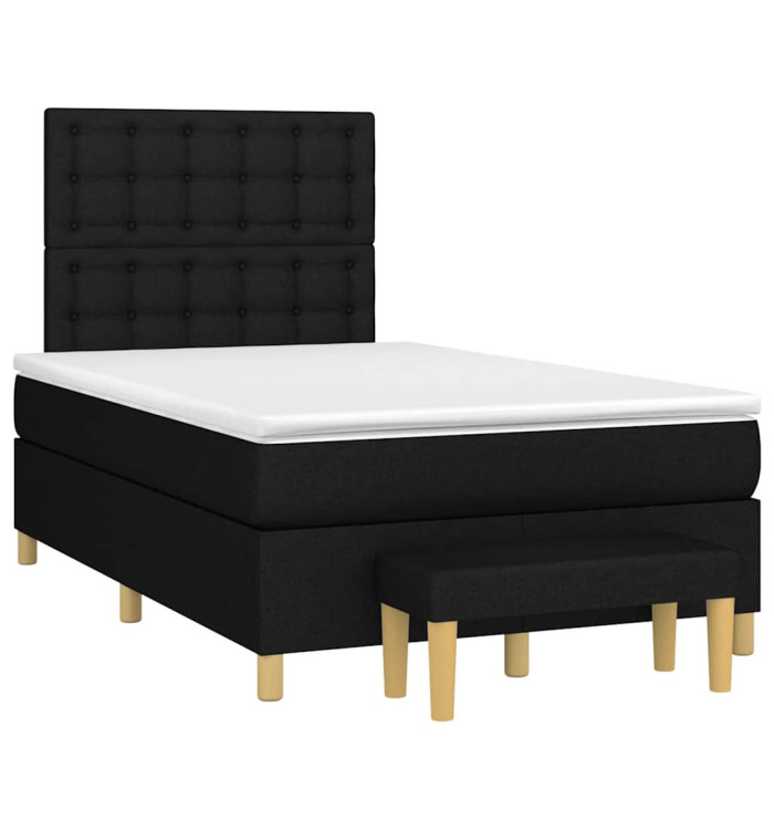Sommier à lattes de lit avec matelas noir 120x190 cm tissu | Mobilier & Déco