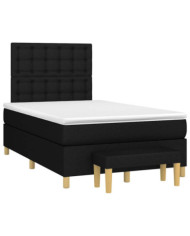 Sommier à lattes de lit avec matelas noir 120x190 cm tissu | Mobilier & Déco