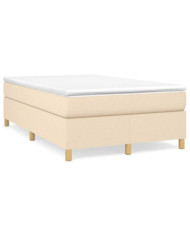 Sommier à lattes de lit avec matelas crème 120x190 cm tissu | Mobilier & Déco