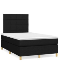 Sommier à lattes de lit avec matelas noir 120x190 cm tissu | Mobilier & Déco
