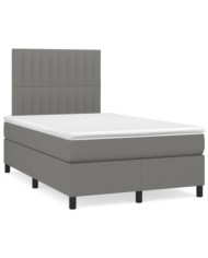 Sommier à lattes de lit avec matelas gris foncé 120x190cm tissu | Mobilier & Déco