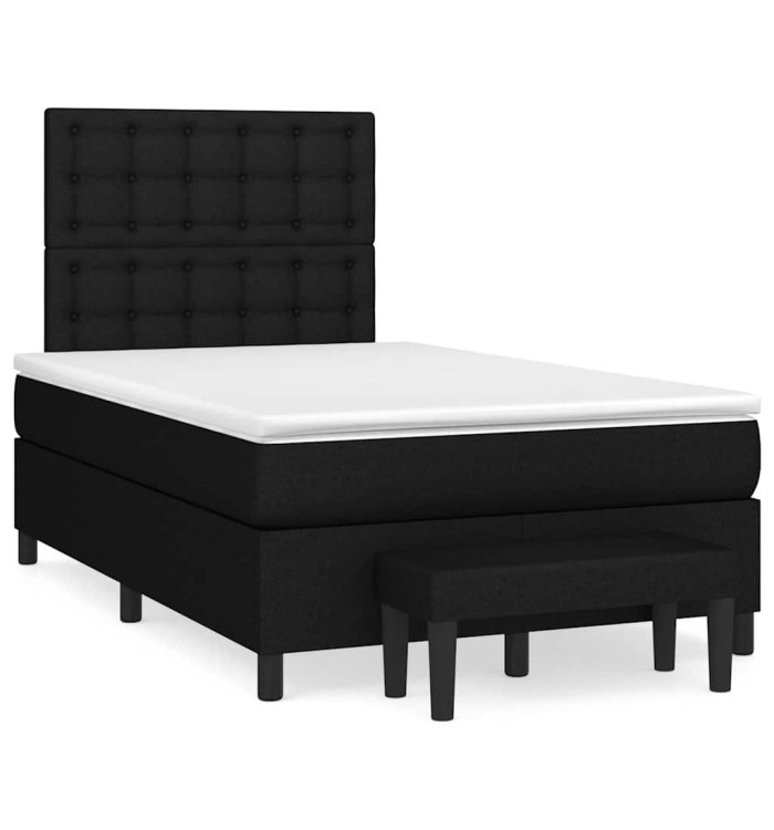 Sommier à lattes de lit avec matelas noir 120x190 cm tissu | Mobilier & Déco
