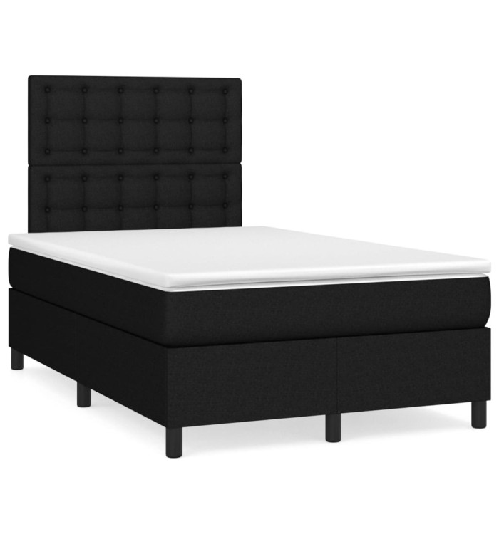 Sommier à lattes de lit avec matelas noir 120x190 cm tissu | Mobilier & Déco