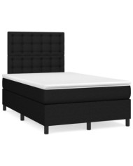 Sommier à lattes de lit avec matelas noir 120x190 cm tissu | Mobilier & Déco