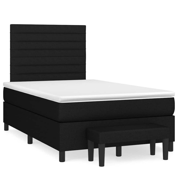 Sommier à lattes de lit avec matelas noir 120x190 cm tissu | Mobilier & Déco
