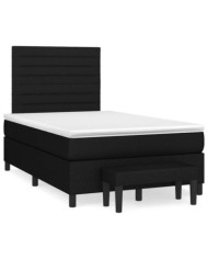 Sommier à lattes de lit avec matelas noir 120x190 cm tissu | Mobilier & Déco