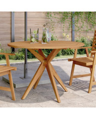 Table de jardin ronde Ø85x75 cm bois d'acacia solide | Mobilier & Déco