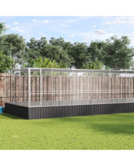 Volière avec extension argenté 932x307x212 cm acier | Mobilier & Déco