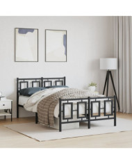 Cadre de lit métal sans matelas avec pied de lit noir 120x190cm | Mobilier & Déco