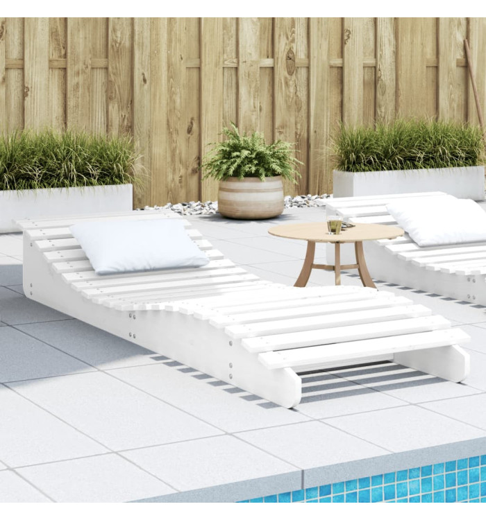Chaise longue blanc 205x70x31,5 cm bois massif de pin | Mobilier & Déco