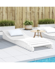 Chaise longue blanc 205x70x31,5 cm bois massif de pin | Mobilier & Déco