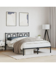 Cadre de lit métal sans matelas avec tête de lit noir 140x200cm | Mobilier & Déco