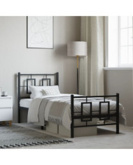 Cadre de lit métal sans matelas avec pied de lit noir 75x190 cm | Mobilier & Déco