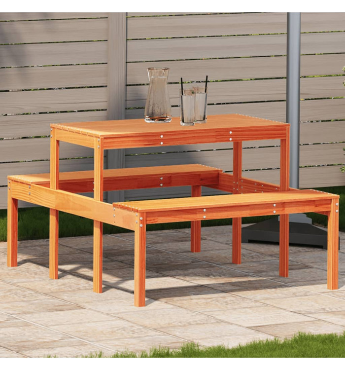 Table de pique-nique cire marron 110x134x75 cm bois massif pin | Mobilier & Déco