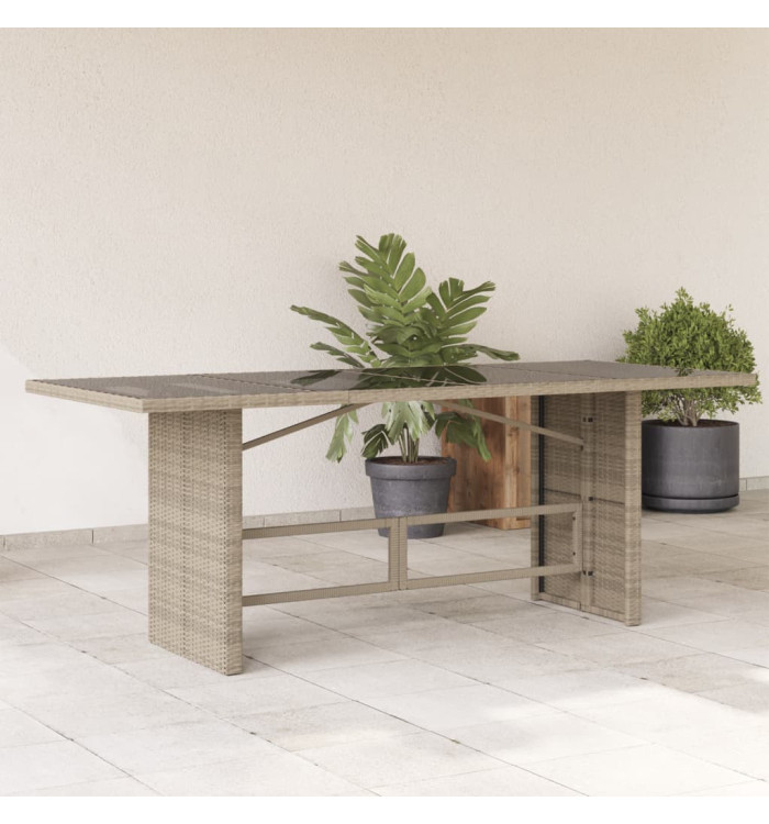Table de jardin dessus en verre gris clair 190x80x74 cm | Mobilier & Déco