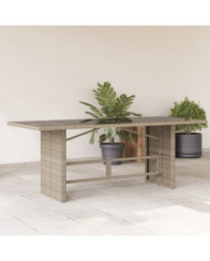 Table de jardin dessus en verre gris clair 190x80x74 cm | Mobilier & Déco