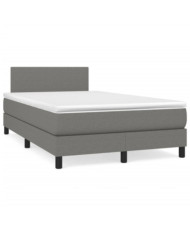 Sommier à lattes de lit avec matelas gris foncé 120x190cm tissu | Mobilier & Déco