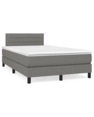 Sommier à lattes de lit avec matelas gris foncé 120x190cm tissu | Mobilier & Déco