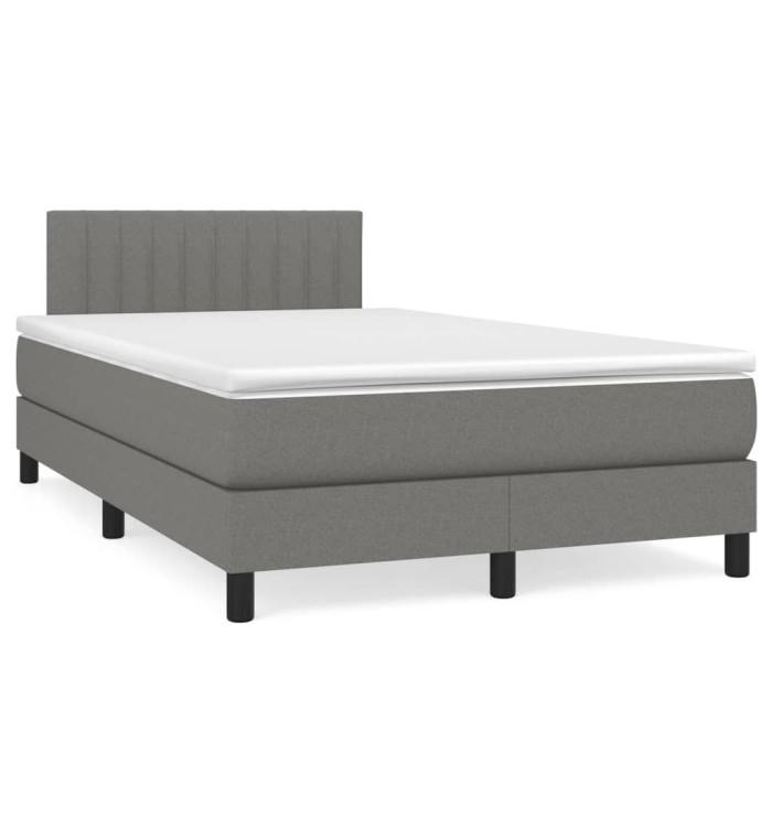 Sommier à lattes de lit avec matelas gris foncé 120x190cm tissu | Mobilier & Déco
