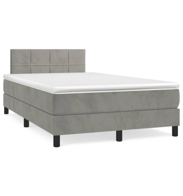 Sommier à lattes de lit et matelas gris clair 120x190cm velours | Mobilier & Déco