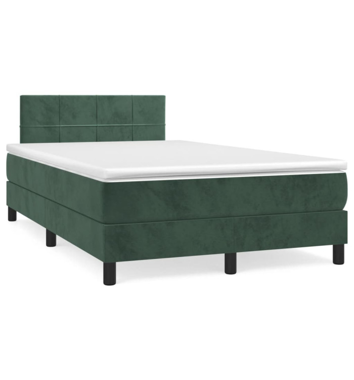 Sommier à lattes de lit avec matelas vert foncé 120x190 cm | Mobilier & Déco