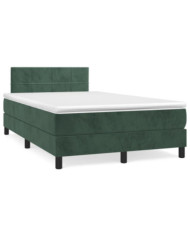 Sommier à lattes de lit avec matelas vert foncé 120x190 cm | Mobilier & Déco