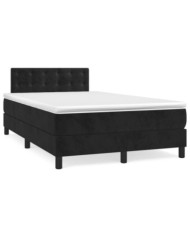 Sommier à lattes de lit avec matelas noir 120x190 cm velours | Mobilier & Déco