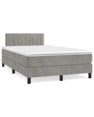 Sommier à lattes de lit et matelas gris clair 120x190cm velours | Mobilier & Déco