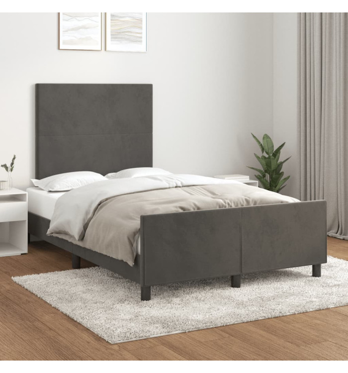 Cadre de lit sans matelas gris foncé 120x190 cm velours | Mobilier & Déco