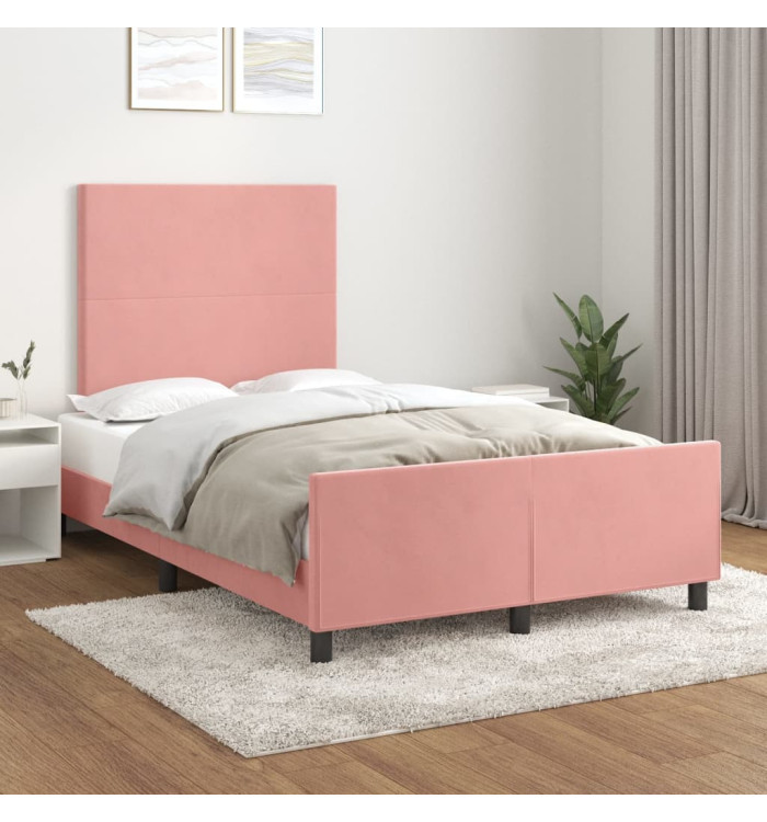 Cadre de lit sans matelas rose 120x190 cm velours | Mobilier & Déco