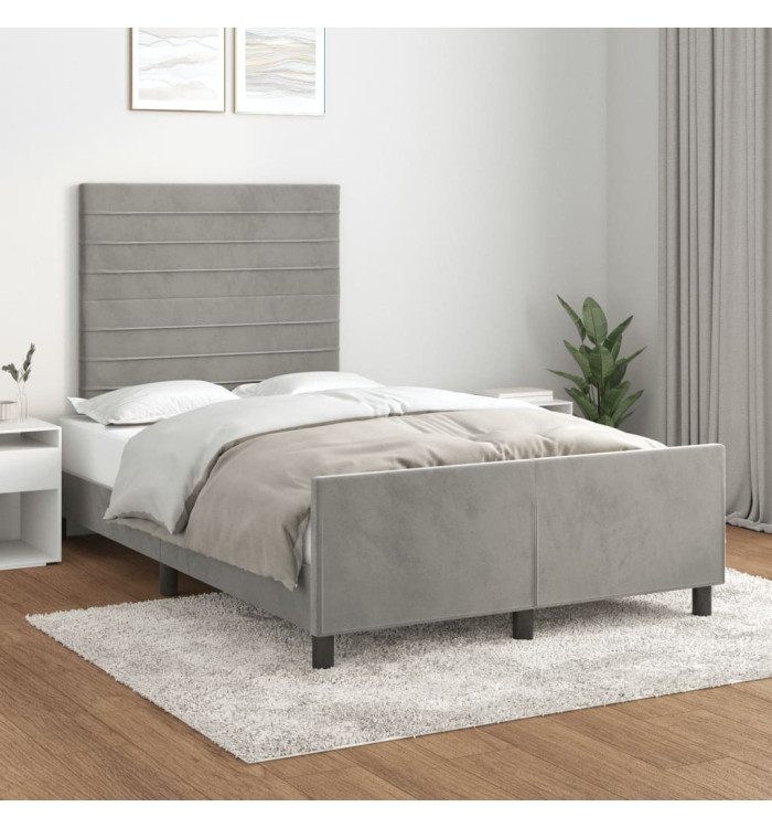 Cadre de lit sans matelas gris clair 120x190 cm velours | Mobilier & Déco