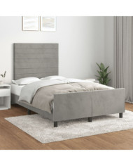 Cadre de lit sans matelas gris clair 120x190 cm velours | Mobilier & Déco