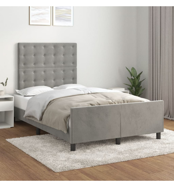 Cadre de lit sans matelas gris clair 120x190 cm velours | Mobilier & Déco