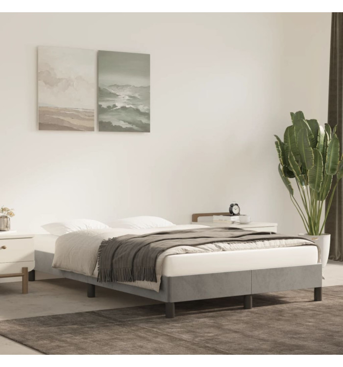 Cadre de lit sans matelas gris clair 120x190 cm velours | Mobilier & Déco